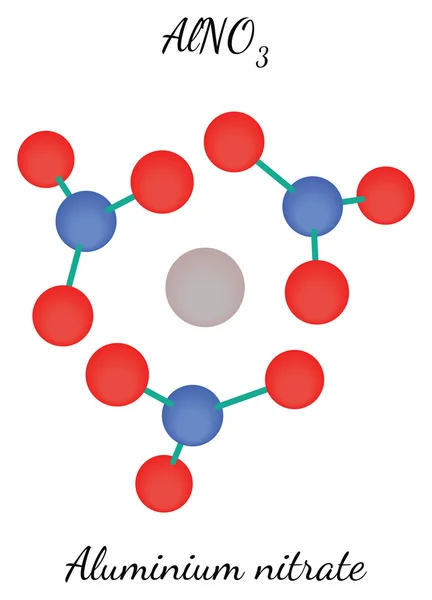 Nitrato de aluminio molécula de AlNO3 — Vector de stock