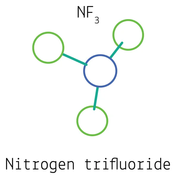 Molécula NF3 de trifluoruro de nitrógeno — Vector de stock