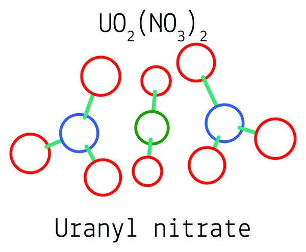 Nitrato de uranilo UO2N2O6 molécula — Vector de stock