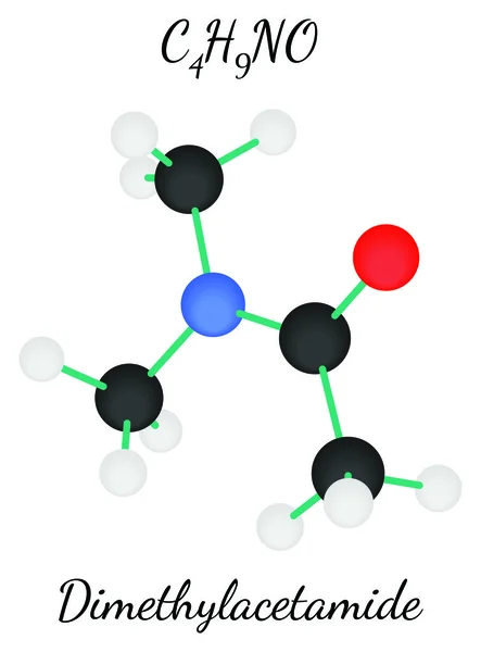 Molécula de dimetilacetamida C4H9NO — Vector de stock