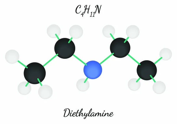 โมเลกุล Diethylamine C4H11N — ภาพเวกเตอร์สต็อก