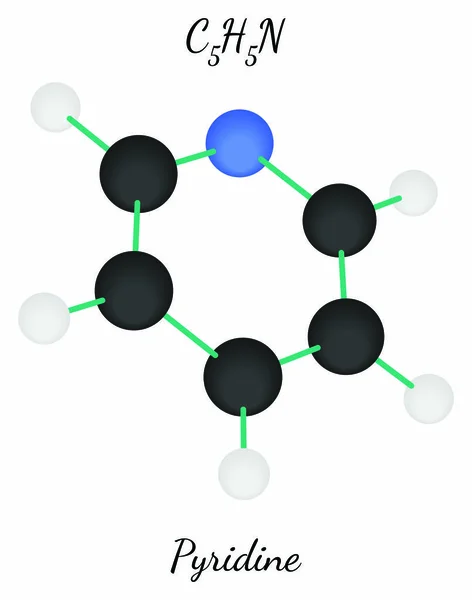 Piridina C5H5N molécula — Vector de stock