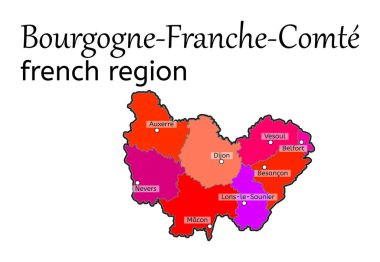 Bourgogne-Franche-Comte Fransız bölgesi harita