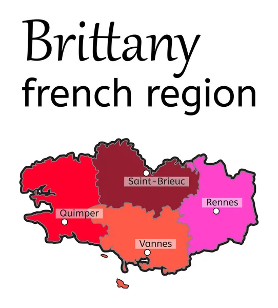 Bretagne régió megjelenítése francia — Stock Vector