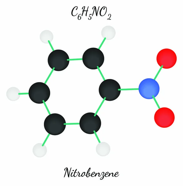 Nitrobenceno C6H5NO2 molécula — Vector de stock
