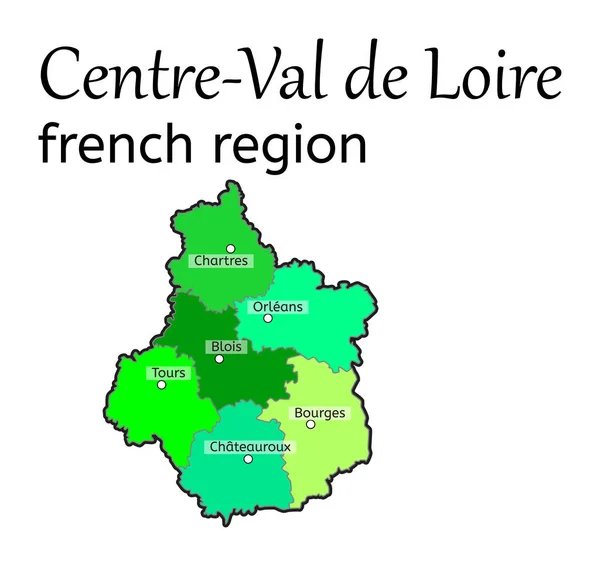 Карта региона Центр-Валь-де-Луара — стоковый вектор