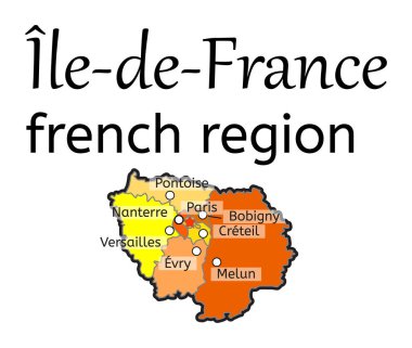 Ile-de-France Fransız bölgesi harita
