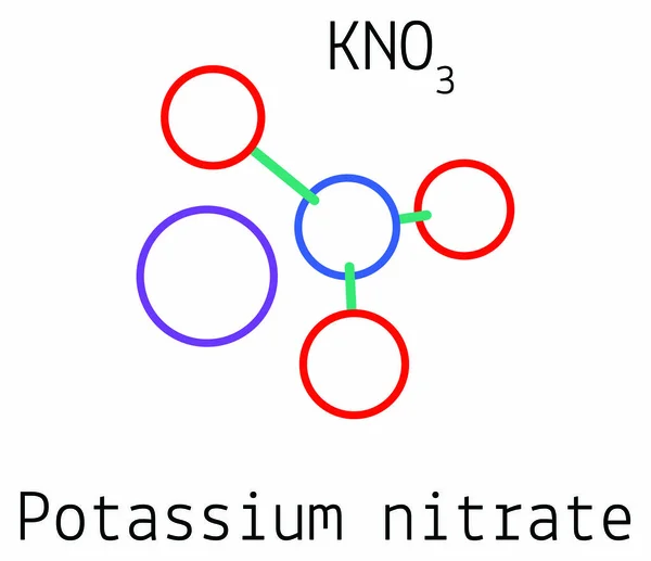 KNO3 Molécula de nitrato de potasio — Vector de stock