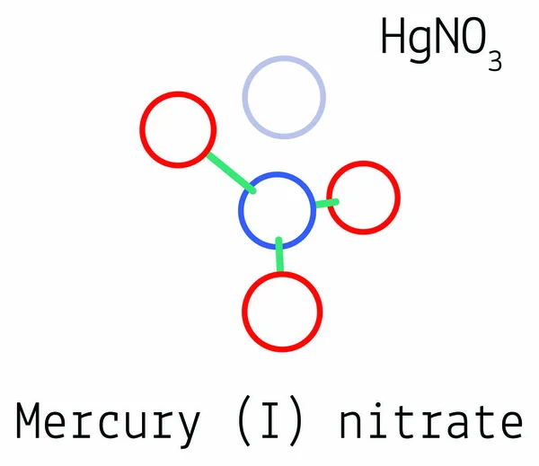 Nitrato de mercurio I molécula de HgNO3 — Vector de stock