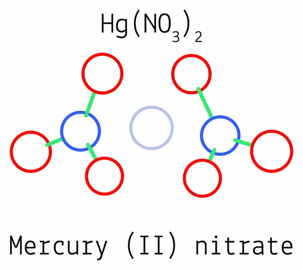 Nitrato de mercurio II HgN2O6 molécula — Vector de stock