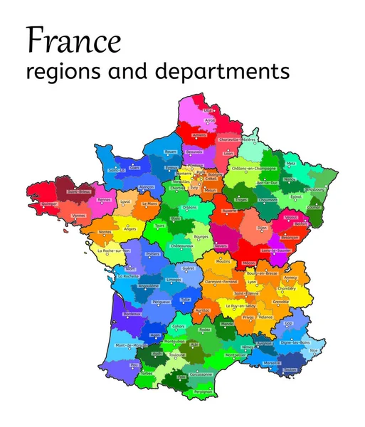Mapa administrativo de Francia — Vector de stock