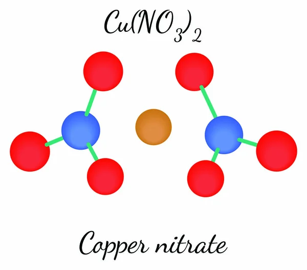 Nitrato de cobre CuN2O6 molécula — Vector de stock