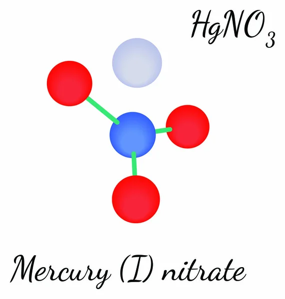 Nitrato de mercurio I molécula de HgNO3 — Vector de stock