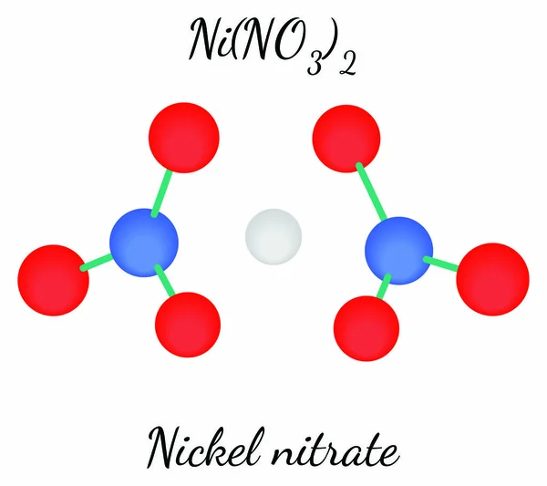 Nitrato de níquel NiN2O6 molécula — Vector de stock
