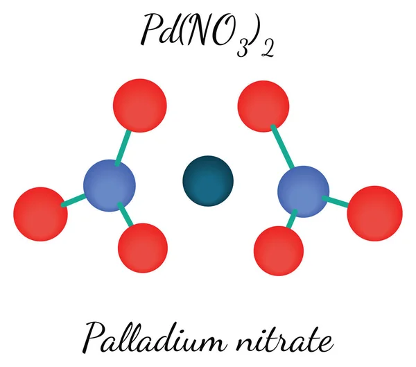 Nitrato de paladio PdN2O6 molécula — Vector de stock
