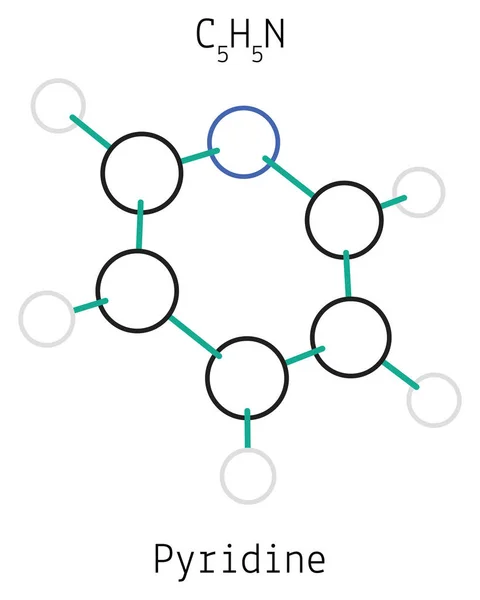 Pyridine C5H5N molecule — Stock Vector