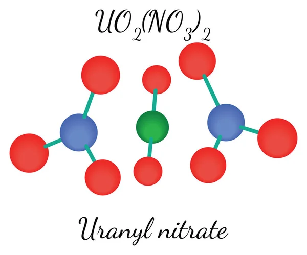 Nitrato de urânio molécula de UO2N2O6 —  Vetores de Stock