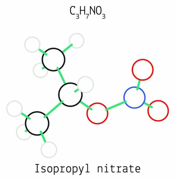 Molécula de nitrato de isopropilo C3H7NO3 — Vector de stock