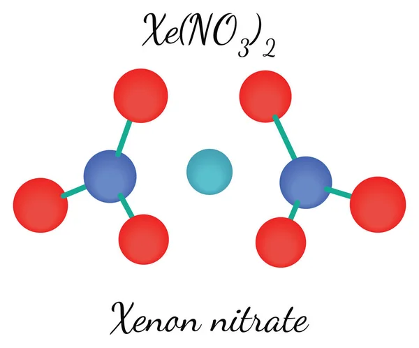 Nitrato de xenón XeN2O6 molécula — Vector de stock