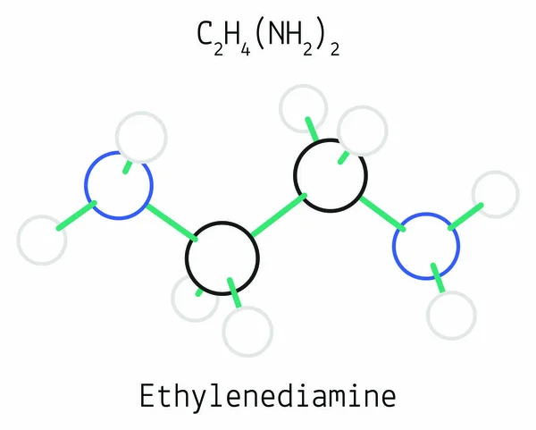 Etilendiamina C2H8N2 molécula — Vector de stock