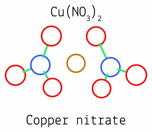 Nitrato de cobre CuN2O6 molécula — Vector de stock