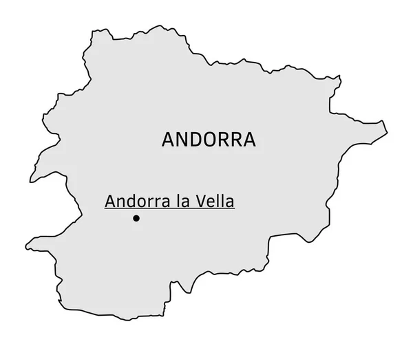 Andorra silhouette karte mit andorra la vella hauptstadt — Stockvektor
