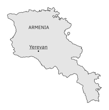 Ermenistan siluet harita Yerevan sermaye