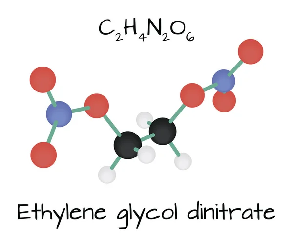 Molécula Dinitrato de etilenglicol C2H4N2O6 — Vector de stock