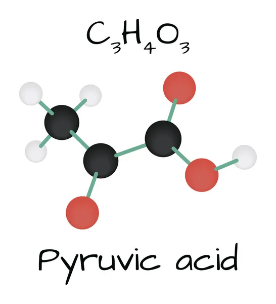 Молекула Pyruvic acid C3H4O3 — стоковый вектор