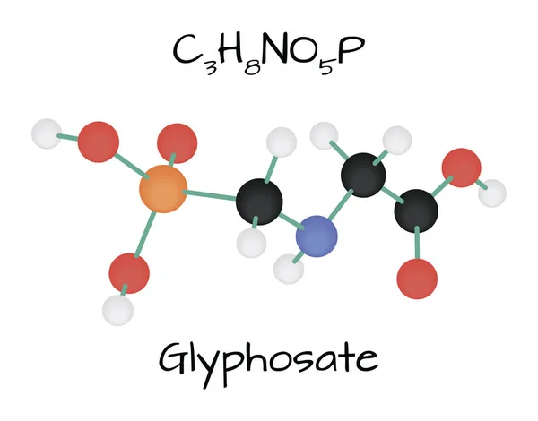 Molécula Glifosato C3H8NO5P — Vector de stock