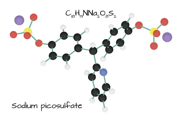 Molécula Picossulfato de sódio C18H13NNa2O8S2 —  Vetores de Stock