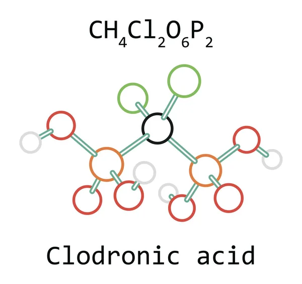 Molécula Ácido clodrónico CH4Cl2O6P2 — Vector de stock