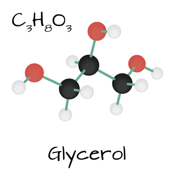 Molekul C3H8O3 Glycerol - Stok Vektor