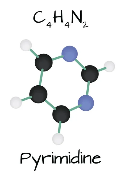 Molécula C4H4N2 pirimidina — Vector de stock