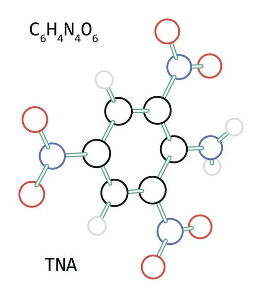 Molekula C6h4n4o6 Tna Picramide — Stockový vektor