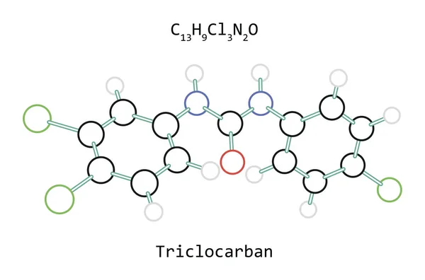 Molécula C13H9Cl3N2O Triclocarban — Vector de stock