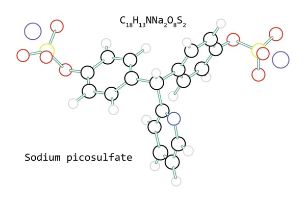 Molécula Picossulfato de sódio C18H13NNa2O8S2 —  Vetores de Stock