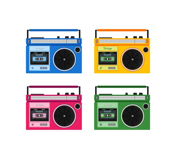 Retro renkli radyo Icons set — Stok Vektör