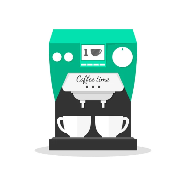 Flache Büro-Kaffeemaschine mit Tassen — Stockvektor
