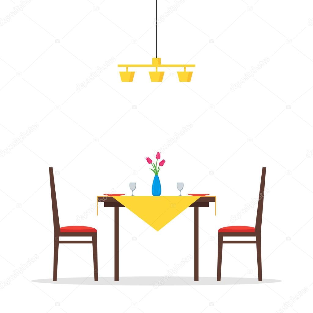 Flat dining table and chairs