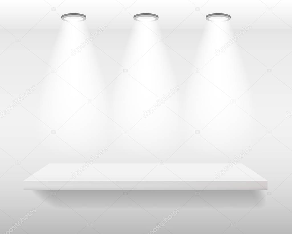 White realistic shelf on white wall