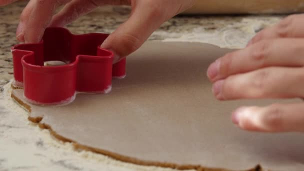 Eine Frau backt Lebkuchen für die Feiertage — Stockvideo