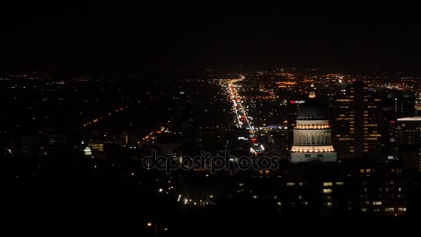 Downtown Salt Lake City di malam hari — Stok Video