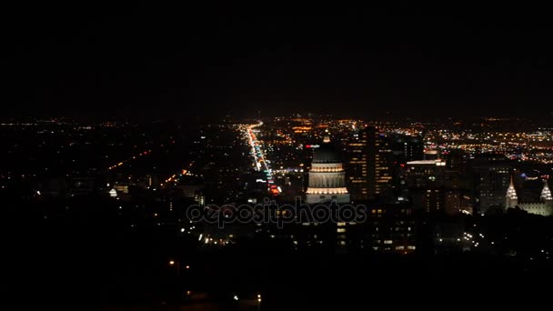 Downtown Salt Lake City på natten — Stockvideo