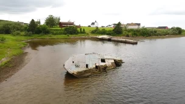 Shipwreck of the island coast of Cape Breton — Stock Video