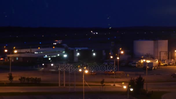 Airport at night with lights — Stock Video