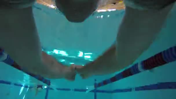 Mann schwimmt Brustschwimmen — Stockvideo
