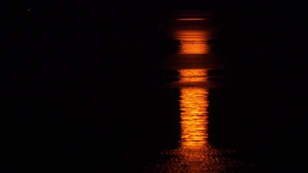 Belle réflexion lunaire sur la mer — Video