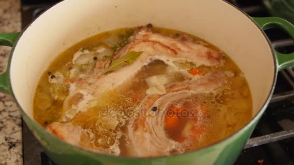 Delicious homemade broth — Stock Video