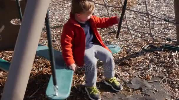 Enfants jouant dehors sur le playset — Video